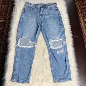 American Eagle Distressed Ripped Knee Mom Jeans